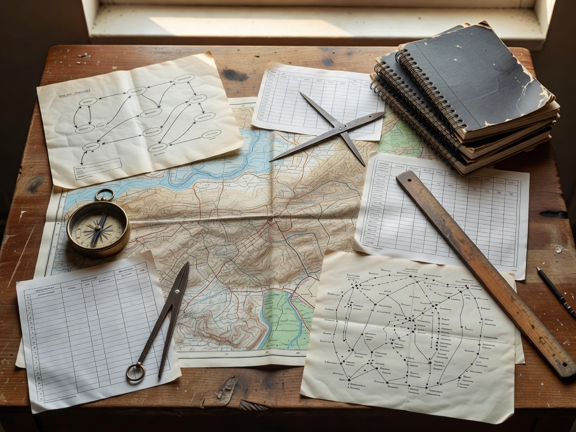 Map and logistics paperwork on a desk